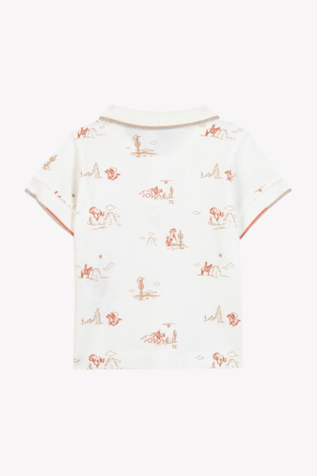 kısa kollu polo T-Shirt Nacre - Ekru - 9M
