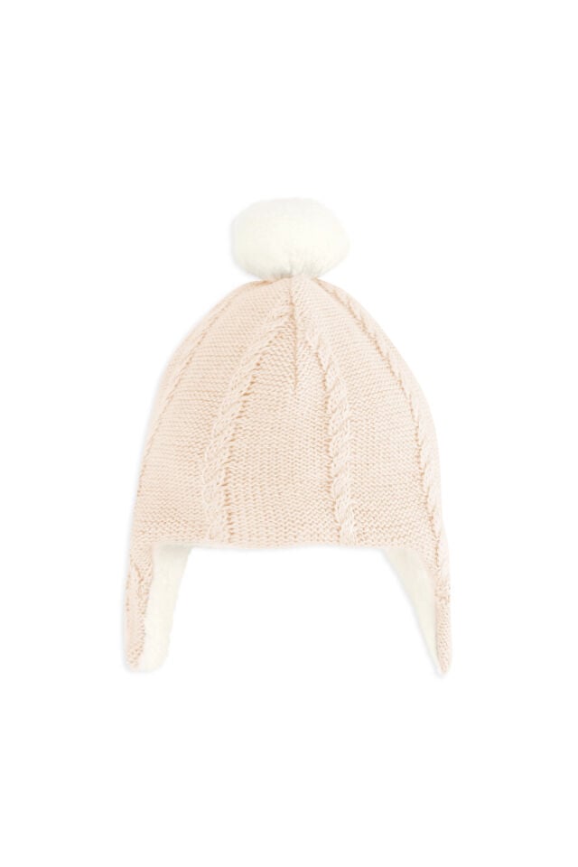 Muflonlu Triko Şapka Soft Pembe - T1