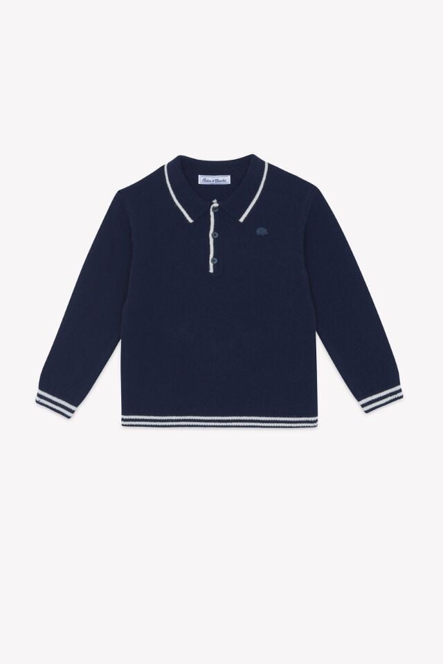 Polo Yaka Yün Kazak Lacivert - 8Y