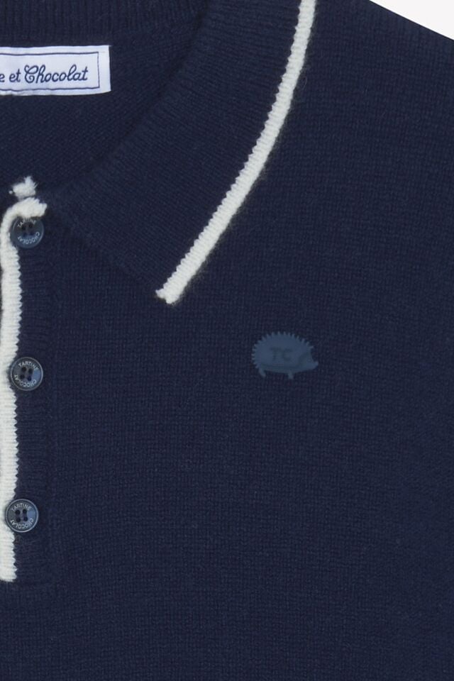 Polo Yaka Yün Kazak Lacivert - 8Y
