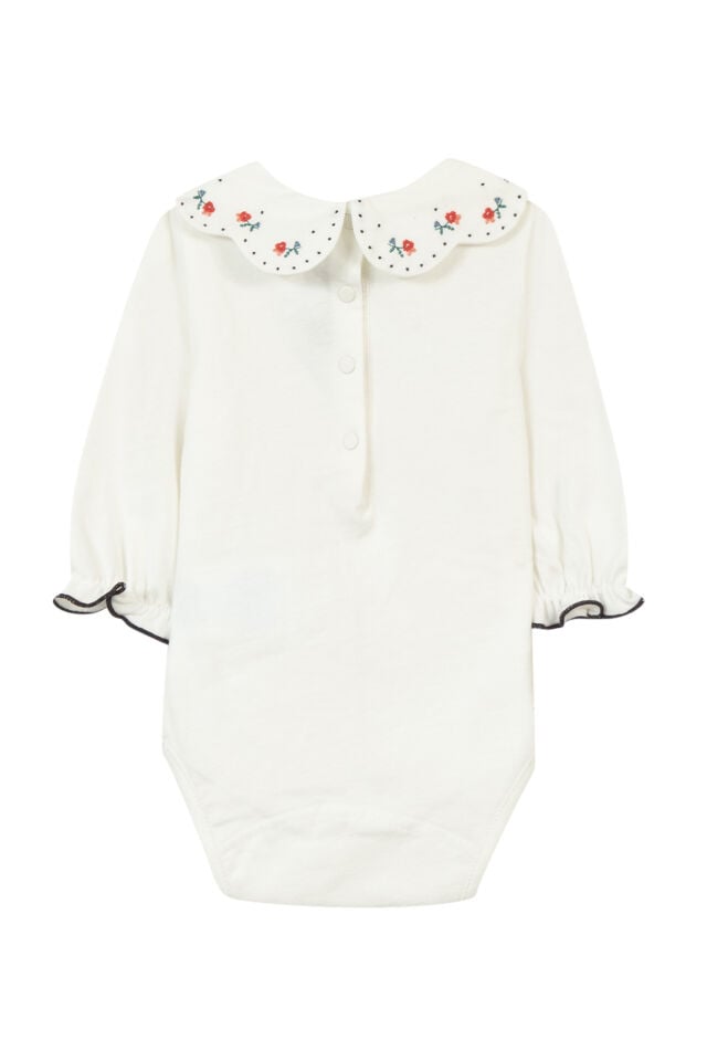 ÇİÇEK NAKIŞLI BODY Mavi - 18M
