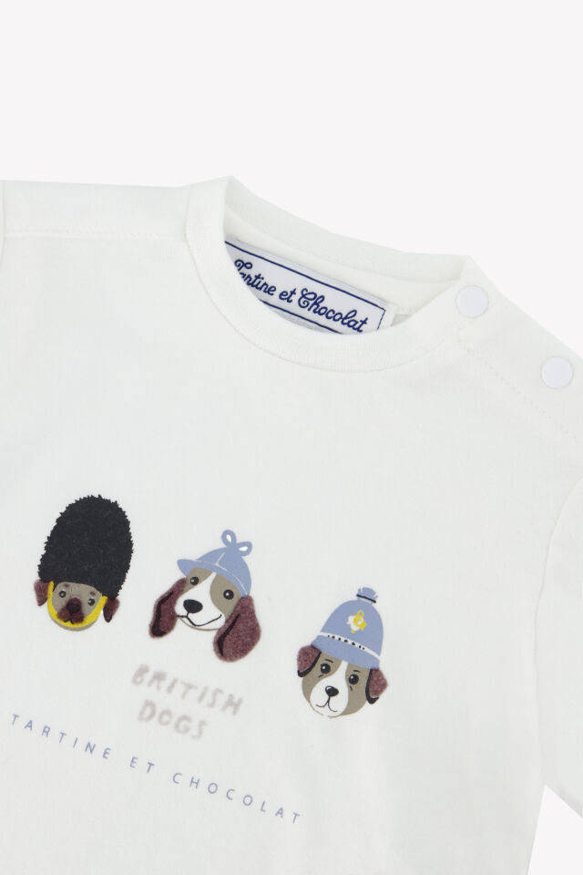 Uzun Kollu Coton T-shirt Ekru - 3Y