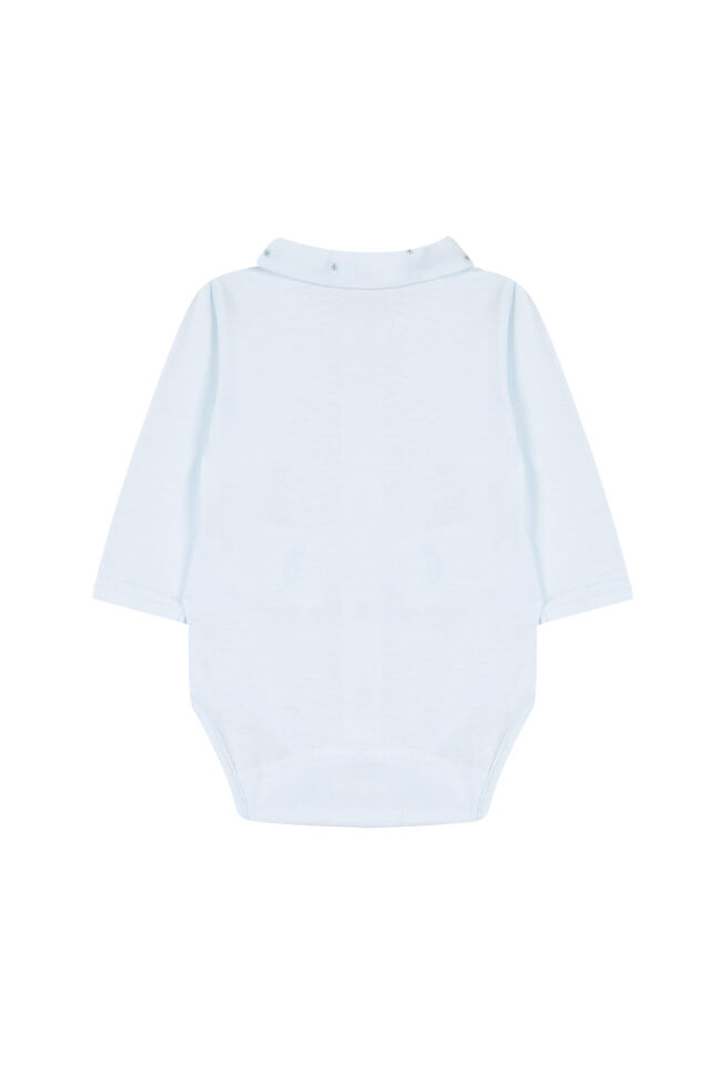 YAKASI NAKIŞLI BODY Soft mavi - 6M