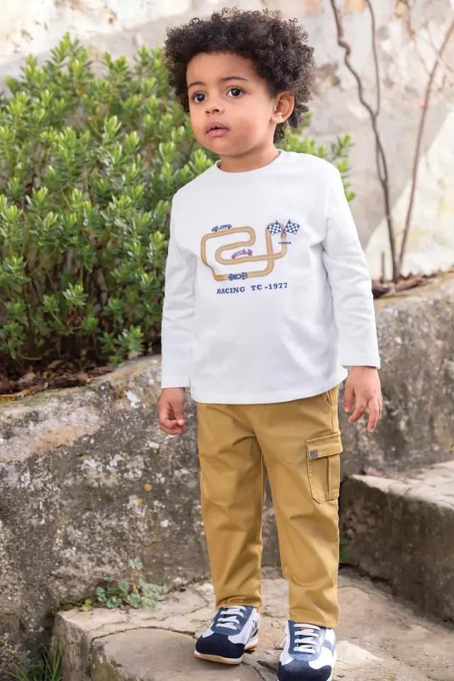 Uzun Kollu Coton T-shirt Sarı - 18M