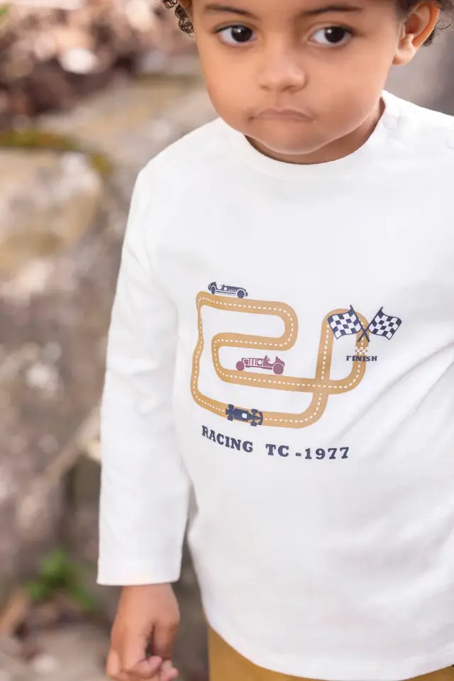 Uzun Kollu Coton T-Shirt Sarı - 18M