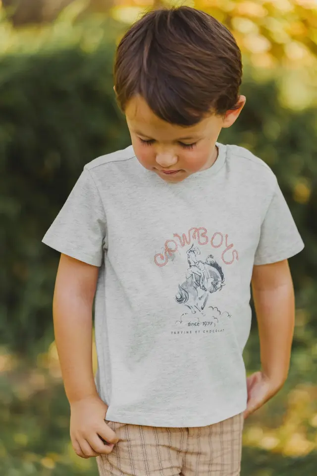 Cowboy T-Shirt Gris chiné clair - 4Y