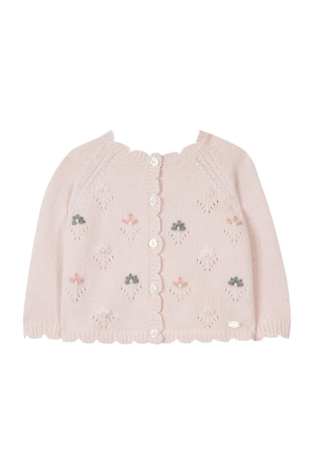 Nakışlı Hırka Soft pembe - 1Y