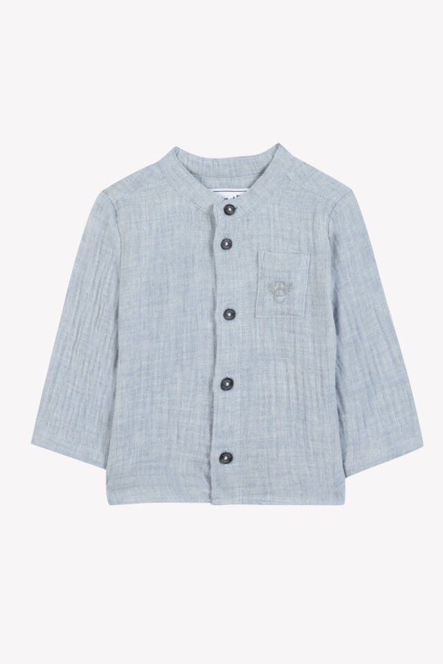 Hakim Yaka Coton Gömlek Bleu électrique - Saks mavi - 18M