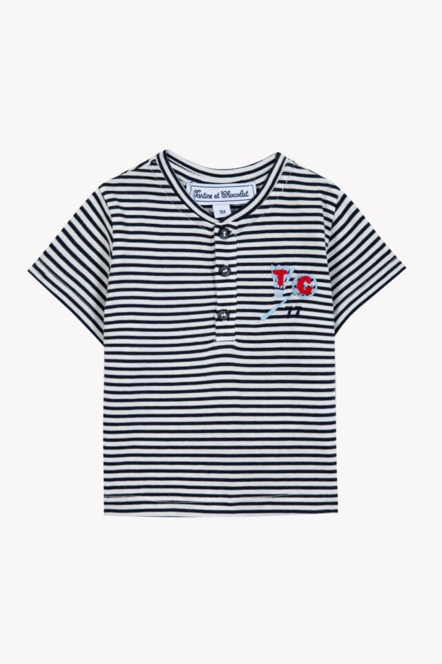 Kısa Kollu Çizgili T.Shirt Marine - Lacivert - 3Y