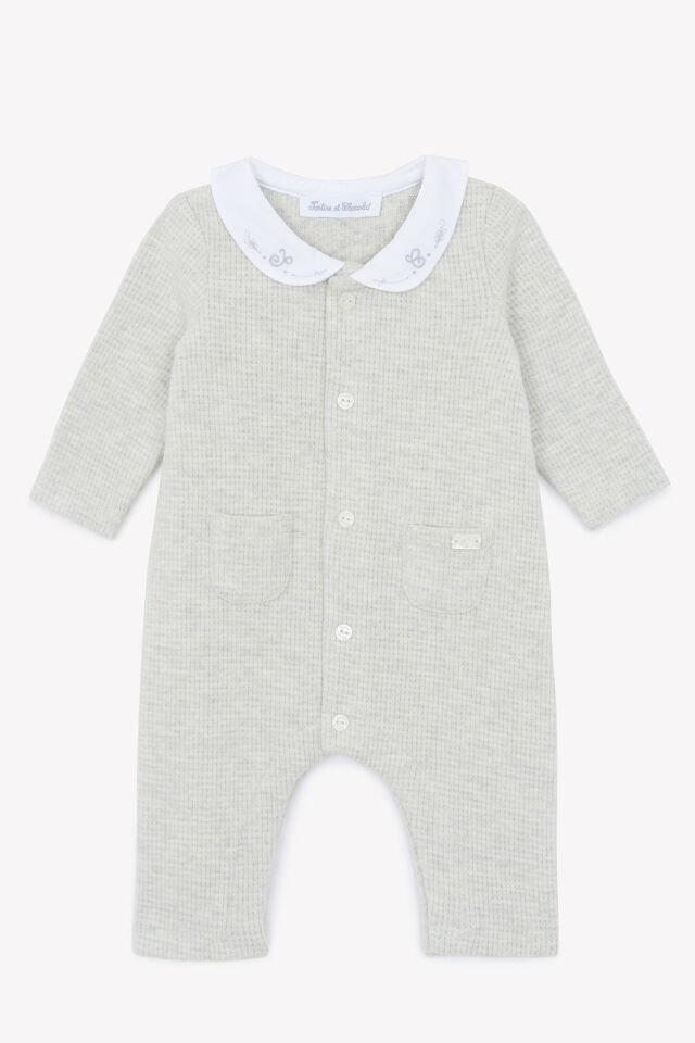 uzun kollu COMBILONGUE Gris chiné clair - 6M