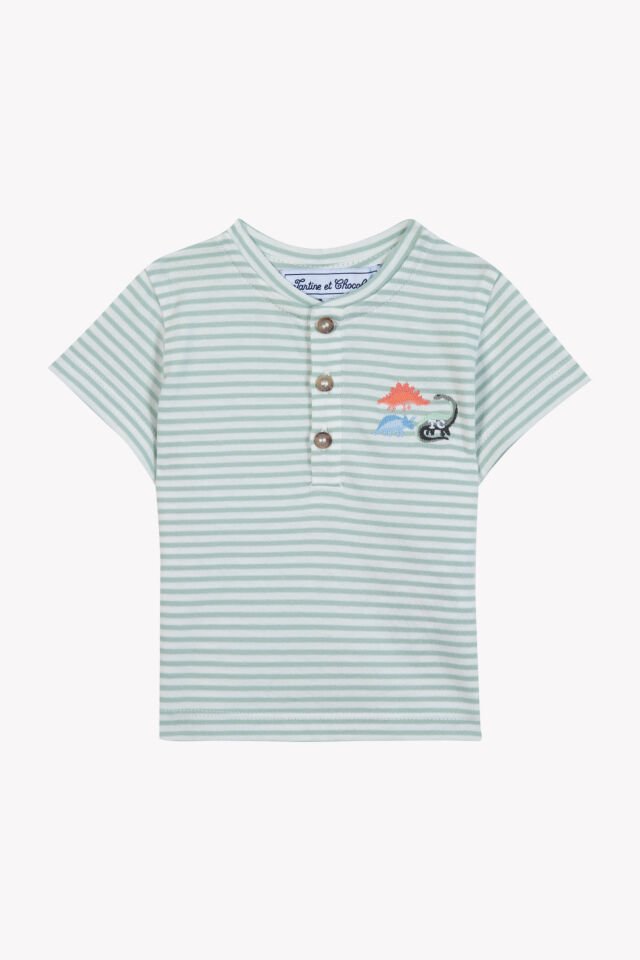 Kısa Kollu Çizgili T.Shirt Sauge - Soft yeşil - 4Y