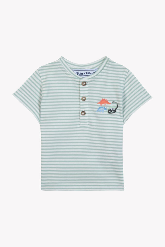 Kısa Kollu Çizgili T-Shirt Sauge - 4Y