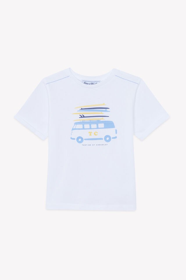 otobüs baskılı T.Shirt Mavi - Nuage - Nuage chiné - 5Y