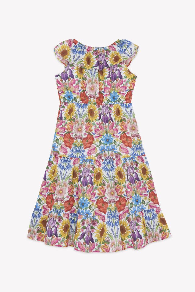 bol çiçekli uzun ELBİSE Multicolore - 10Y