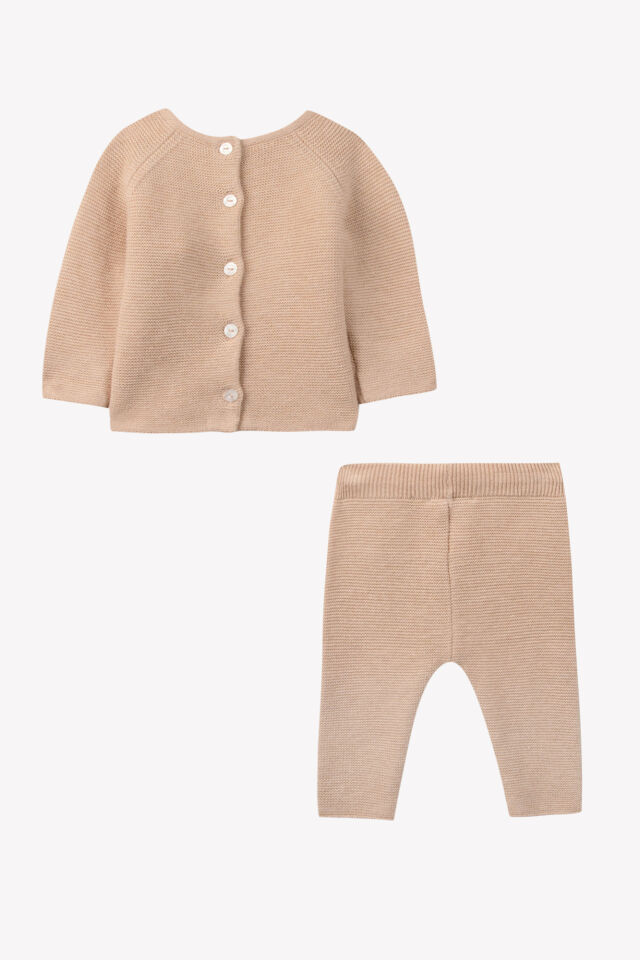 Triko Bluz + Pant Set Greige chiné - 3M