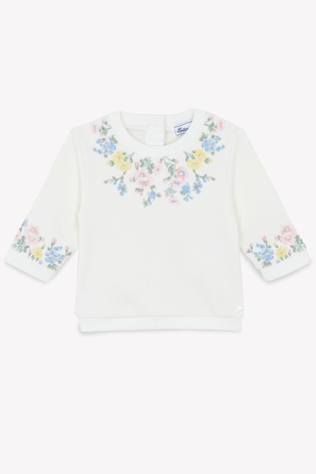 çiçek detaylı Sweatshirt Nacre - Ekru - 2Y