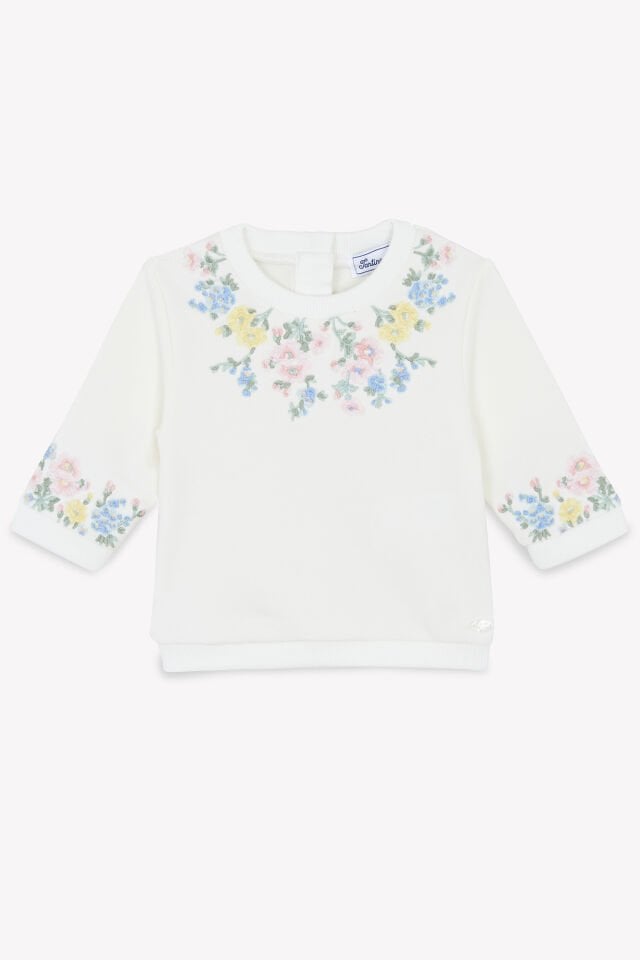 Çiçek Detaylı Sweatshirt Nacre - 2Y