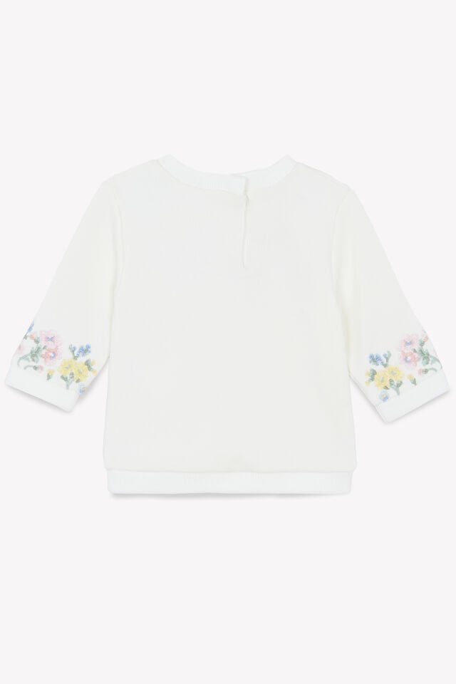 Çiçek Detaylı Sweatshirt Nacre - 3Y