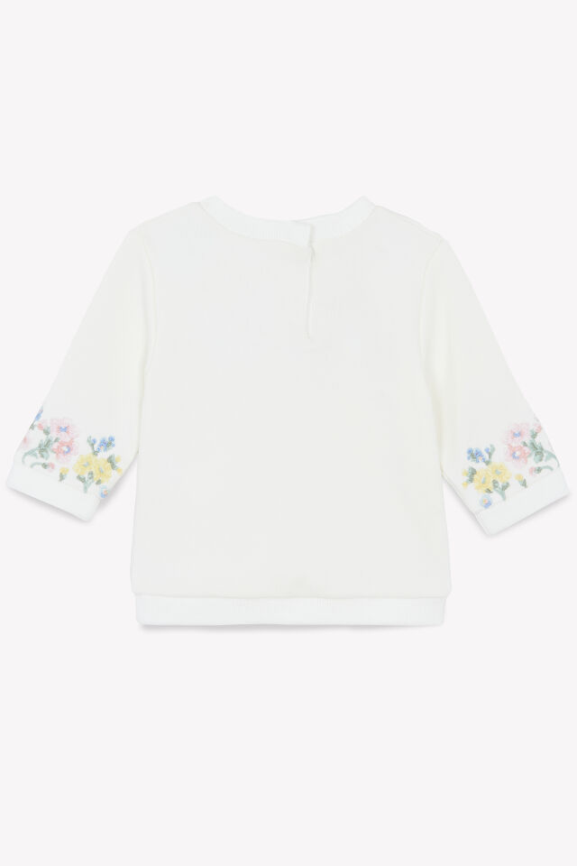 çiçek detaylı Sweatshirt Nacre - 4Y