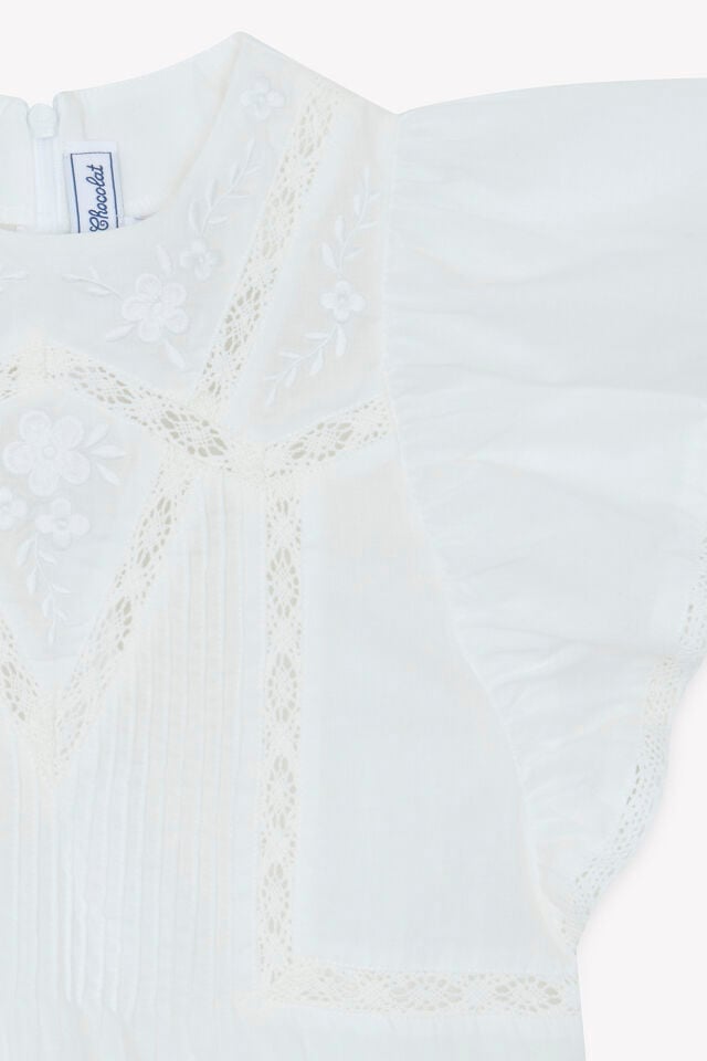 Nakışlı Coton Bluz Blanc - 8Y