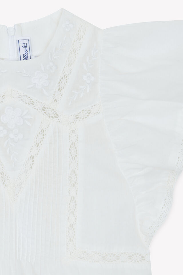 Nakışlı Coton Bluz Blanc - 8Y