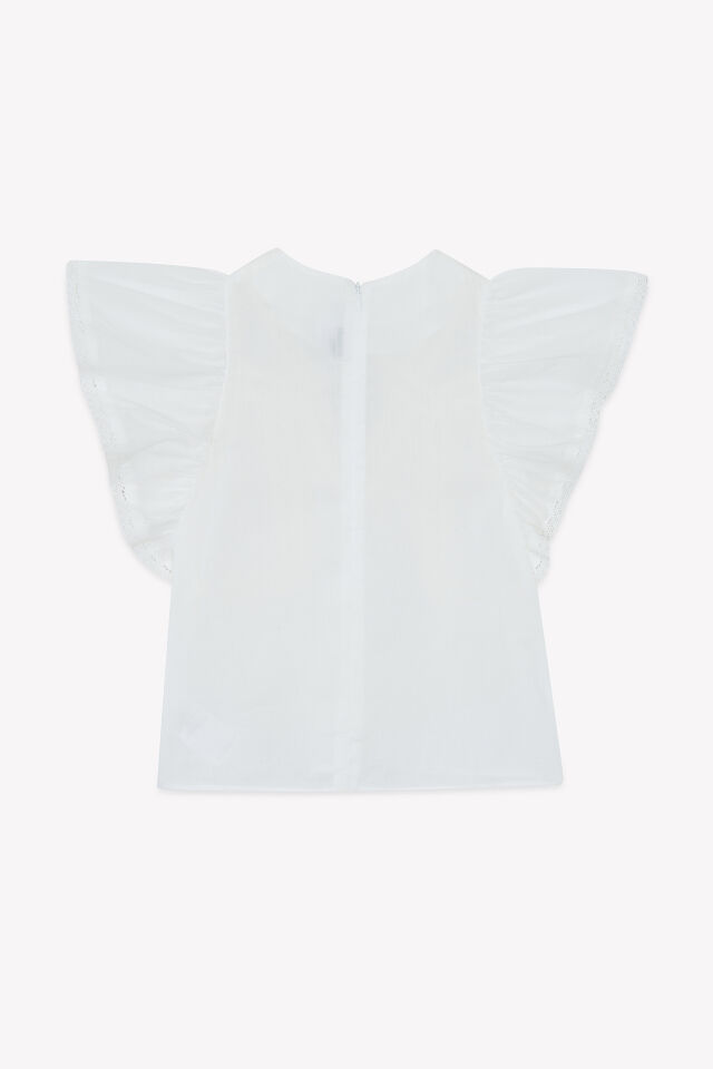 Nakışlı Coton Bluz Blanc - 8Y