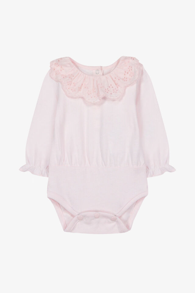 Dantel Yakalı Body Pembe - 3Y
