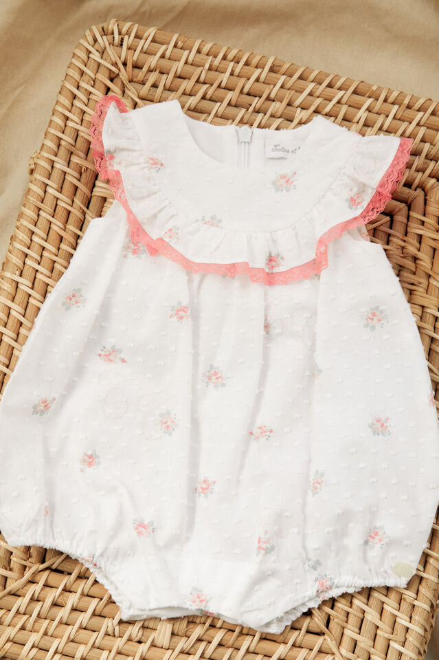 Çiçek Desenli Combicourte Blanc - 6M