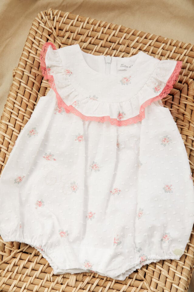 Çiçek Desenli Combicourte Blanc - 6M