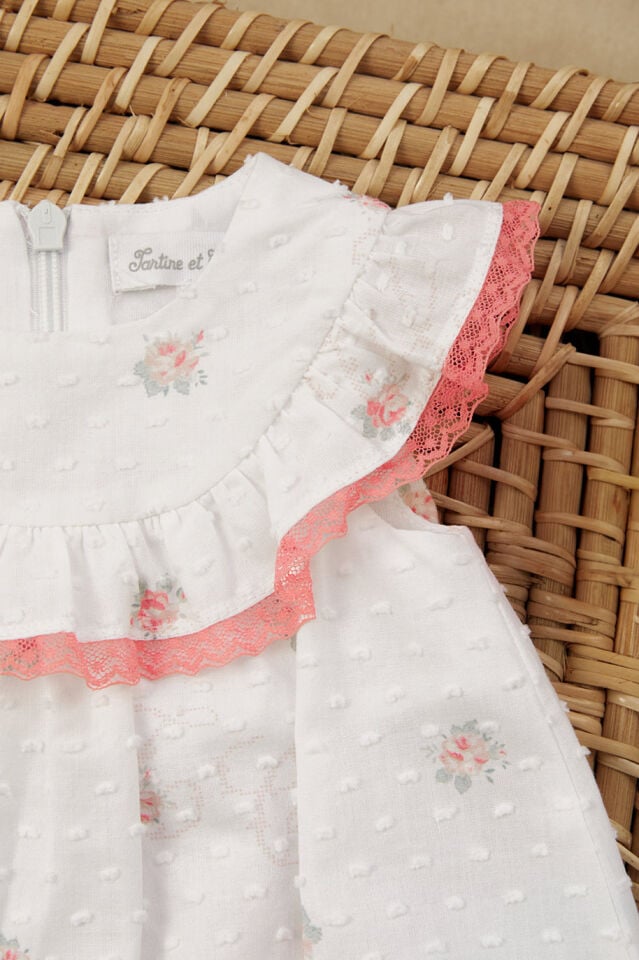 Çiçek Desenli Combicourte Blanc - 6M
