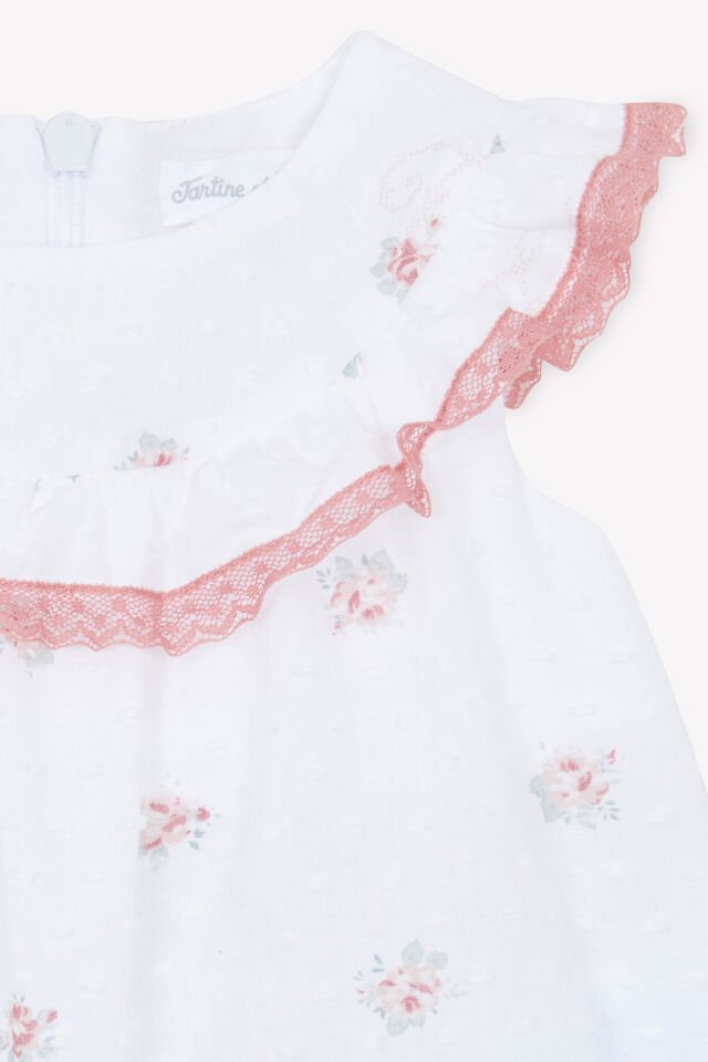çiçek desenli COMBICOURTE Blanc - 9M
