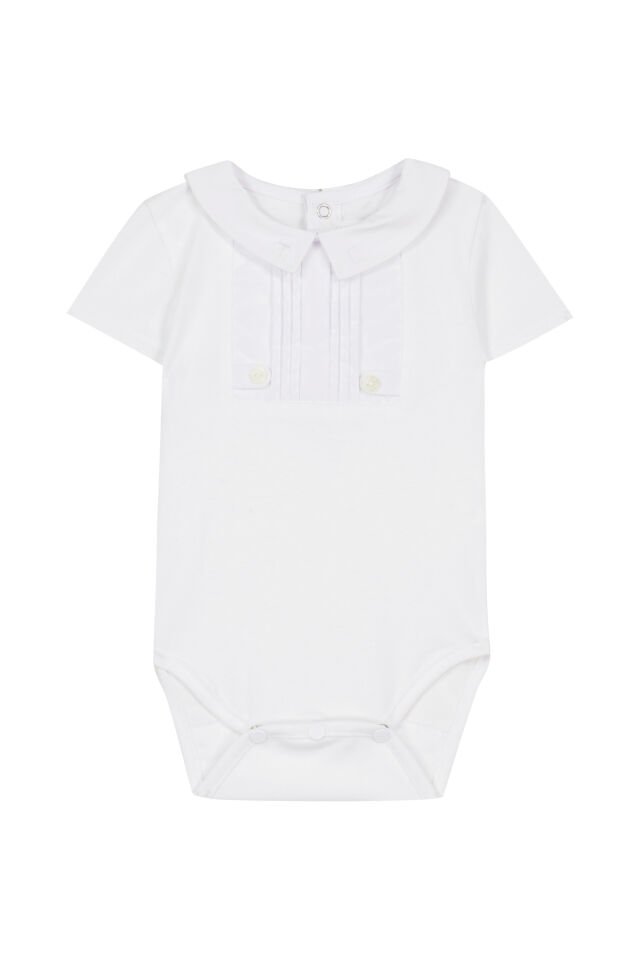 Pili Yakalı  Body Blanc - 3Y