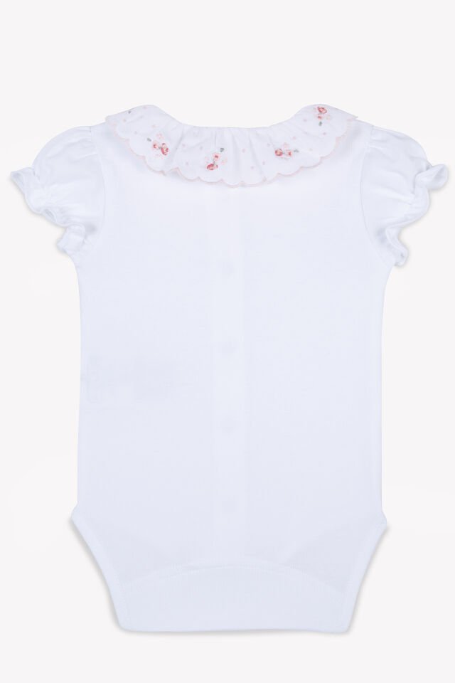 Çiçek Nakışlı Body Blanc - 6M