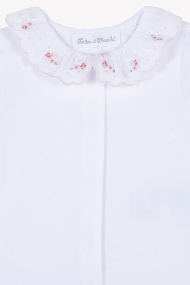Çiçek Nakışlı Body Blanc - 6M