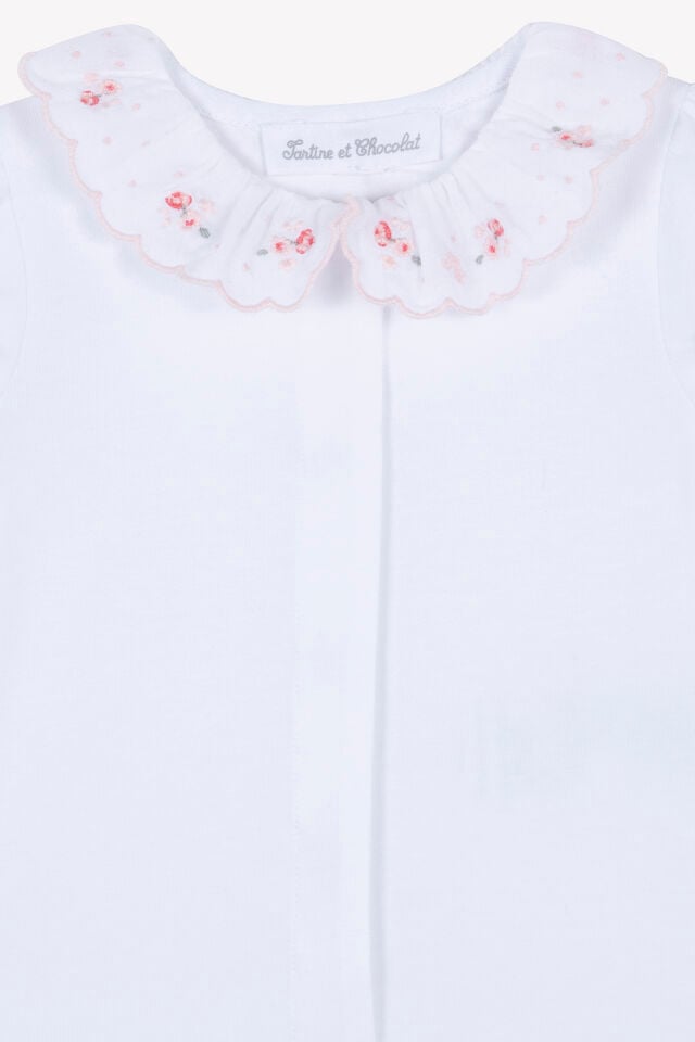 Çiçek Nakışlı Body Blanc - 6M