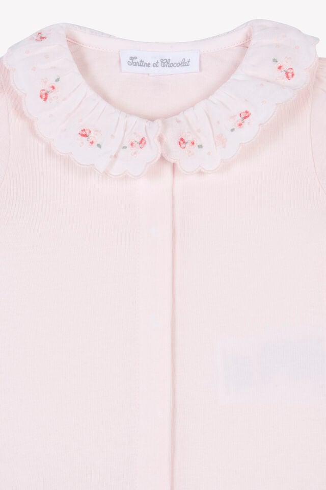 çiçek nakışlı BODY Rose pâle - 3M