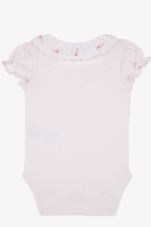 Çiçek Nakışlı Body Rose pâle - 6M