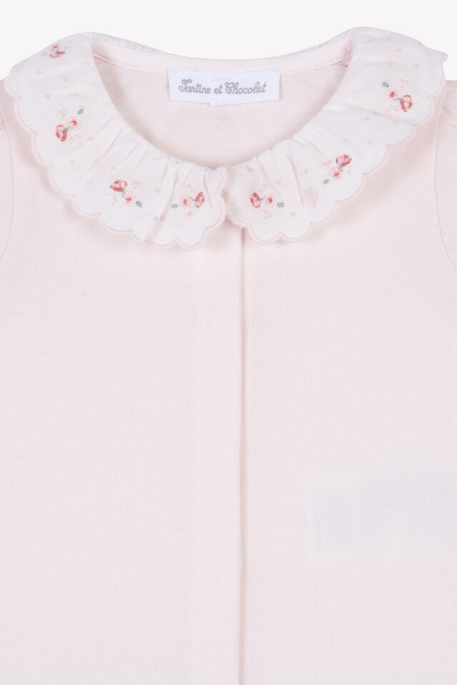 çiçek nakışlı BODY Rose pâle - 6M