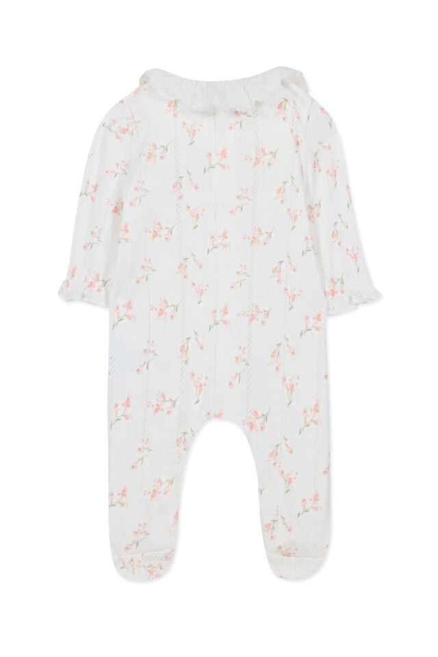 Çiçek Desenli İnce Tulum Blanc - 3M