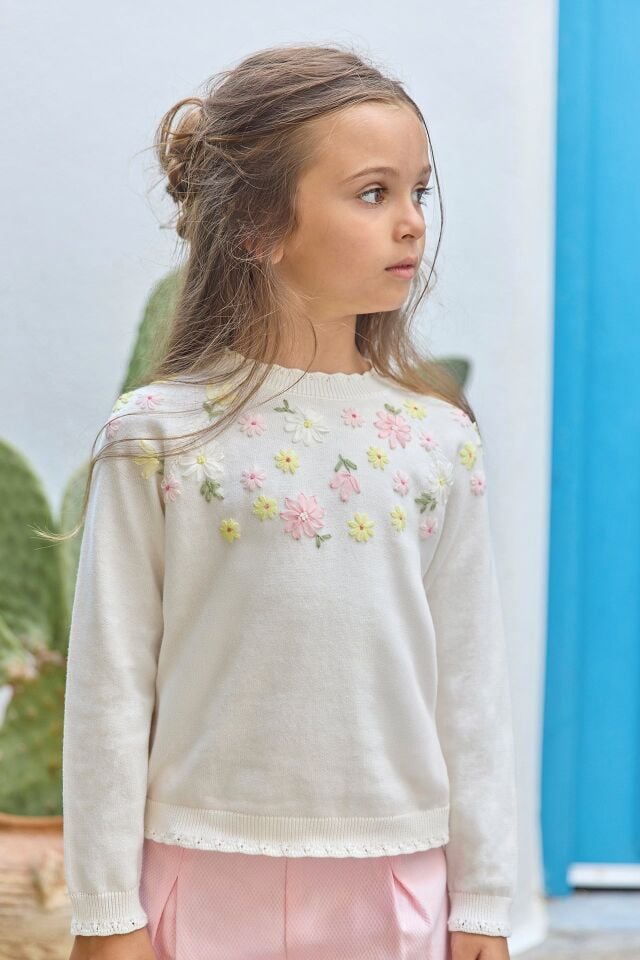 Nakışlı Triko Kazak Nacre - 6Y