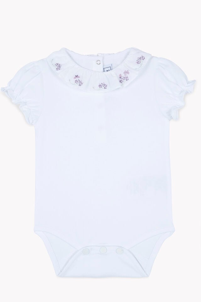 Yakası Nakışlı Body Blanc - 1Y