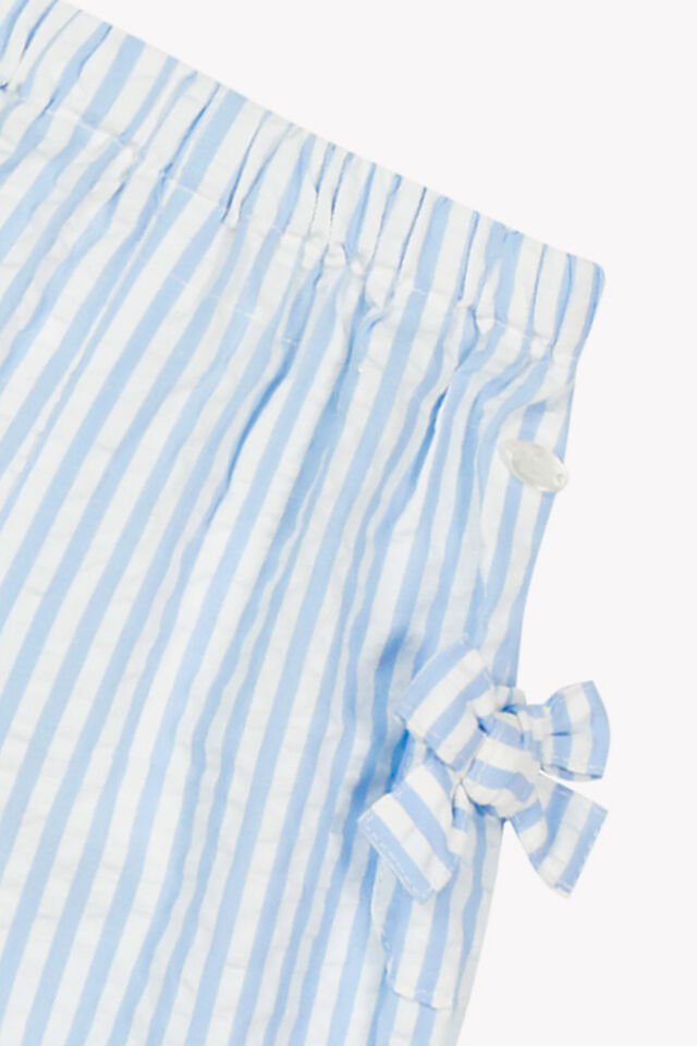 Çizgili Coton Pantalon Mavi - Nuage - Nuage chiné - 18M