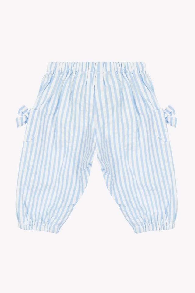 Çizgili Coton Pantalon Mavi - 1Y