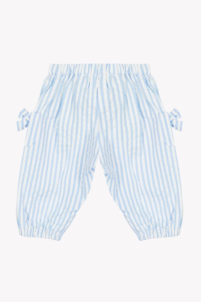 Çizgili Coton Pantalon Mavi - Nuage - Nuage chiné - 3Y