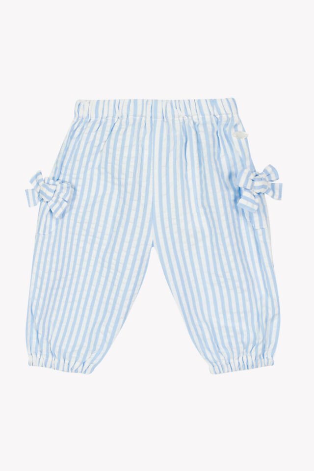 Çizgili Coton Pantalon Mavi - Nuage - Nuage chiné - 3Y