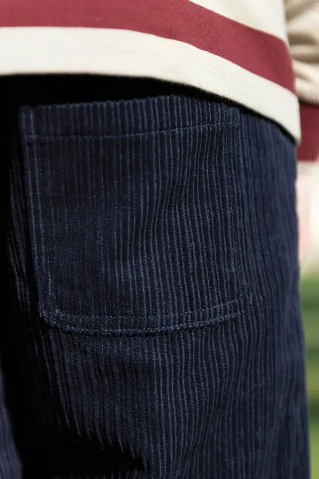 Fitilli Kadife Pantalon Lacivert - 8Y