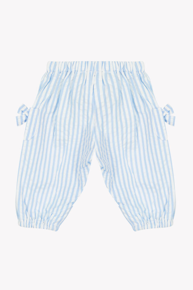 Çizgili Coton Pantalon Mavi - 9M