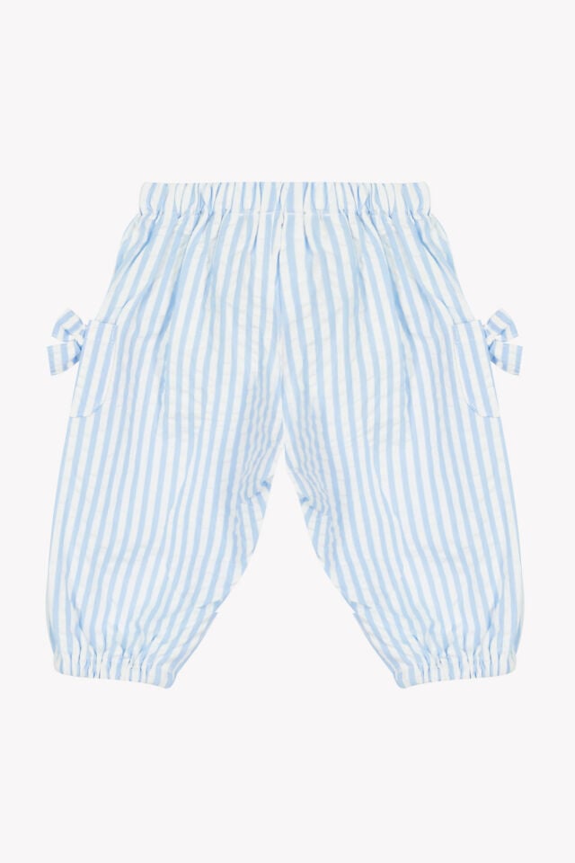 Çizgili Coton Pantalon Mavi - 9M