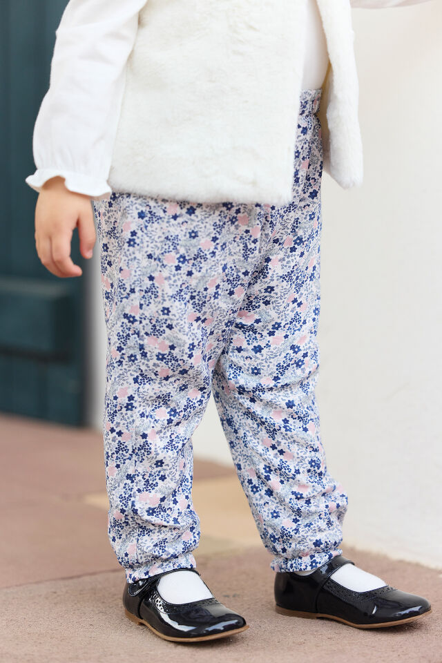 çiçek desenli Pantalon Mavi - 1Y