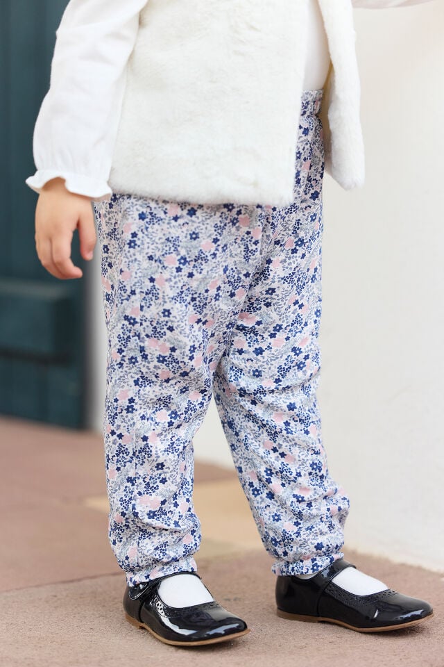 Çiçek Desenli Pantolon Mavi - 1Y